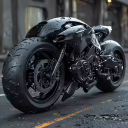 a close up of a motorcycle on a street
