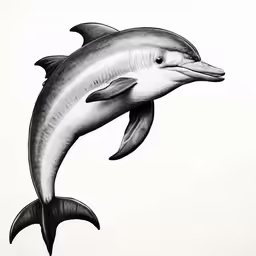 a drawing of a dolphin on white paper