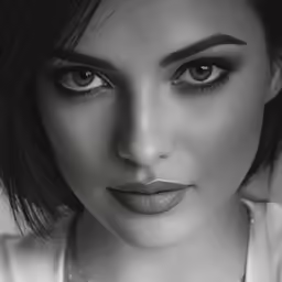woman in collar shirt looking straight ahead with eyes wide open