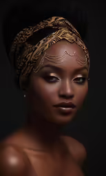 a black woman wearing gold and black jewelry