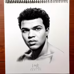 the pencil drawing of a man is shown