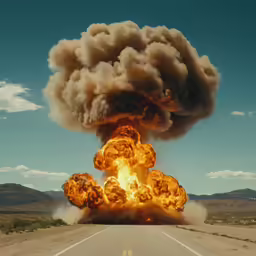 an exploding road on a very windy day