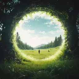 there is a giant grass portal in the ground