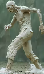 a close up of a statue of a man in water