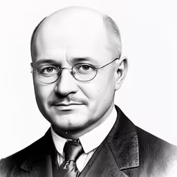 an old drawing of a man with glasses