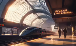 a person walks on a platform between two trains