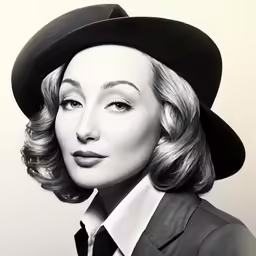 a woman wearing a top hat and a suit