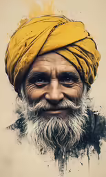 a man in a turban poses for a photo