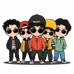 a group of young boys wearing shades