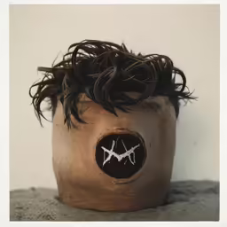 a hairpiece sits on a blanket on a surface