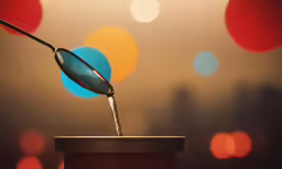 a magnifying glass with water flowing