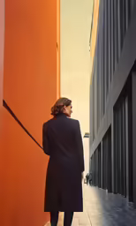 a woman standing on a wall looking off into the distance