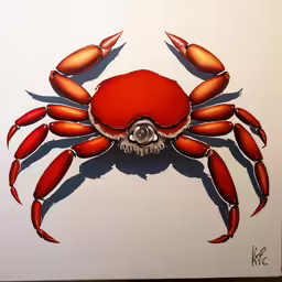 a red crab with its teeth missing is shown