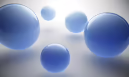 blue orbs in the center of a gray surface