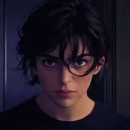 a male with very short hair looks pensive