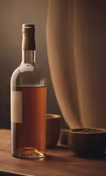 there is a bottle of wine that is sitting on the table