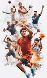 an advertisement that depicts the different athletes in motion