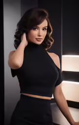 a woman posing in a black outfit
