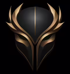 the black and gold emblem with wings on it