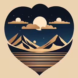the mountains and clouds make a heart shape
