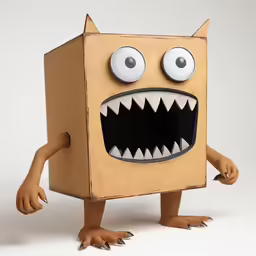 an animal paper bag with a cardboard box on it