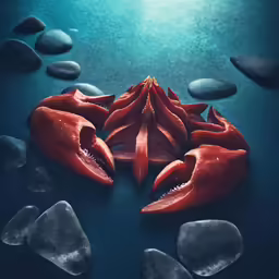 an image of some red sea slugs near rocks