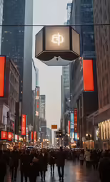 cityscape featuring skyscrapers with advertisement billboards on them