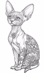 the sphy cat is sitting in a black and white image