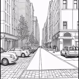 a street with cars parked in front of tall buildings