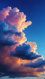 several clouds in the sky with one blue cloud and one red cloud,clouds in the sky, with the colors of sunset