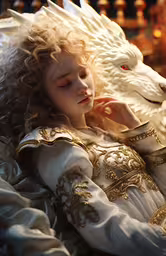 a girl with long hair sits in a white dress,a beautiful little girl laying on top of a white swan