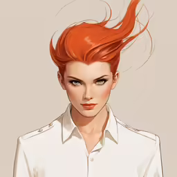 a drawing of a woman with long red hair
