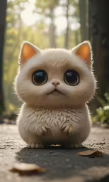 there is a white cat that is sitting down