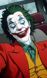 the joker has been drawn to appear to be smiling