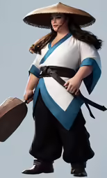 a woman with a large hat is standing in the air