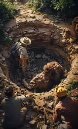 two men digging a hole in the dirt