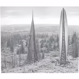 this is an old photo of two sail boats that are in the desert