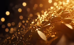 some gold flakes against a black background