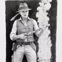 an old black and white photo of a person