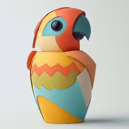 an animal made from brightly colored paper