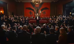 a speaker standing at a podium addressing an audience