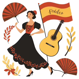 an illustration of a woman holding a guitar