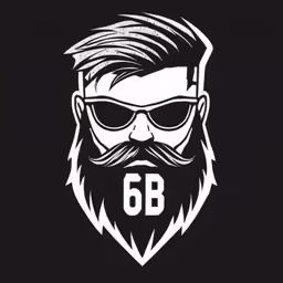a bearded man wearing sunglasses with the letter b inside
