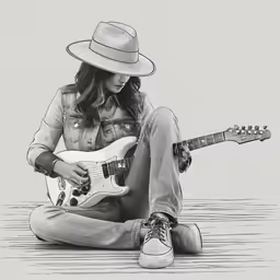 a person that is playing on a guitar