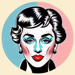 the image shows the face of a woman with blue eyes,pop art portrait of an unknown woman wearing blue makeup