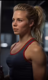 a woman leaning against a pole in the gym