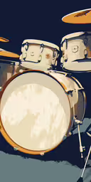 a painting of a drum set and three cyanons,digital painting of a drums kit
