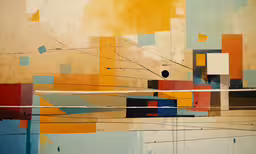 a painting with different squares and shapes,abstract art that is very colorful and unique
