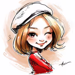 a girl wearing a hat with hair in a red dress,a cute little girl with a hat on her head