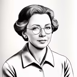 drawing of a woman with glasses